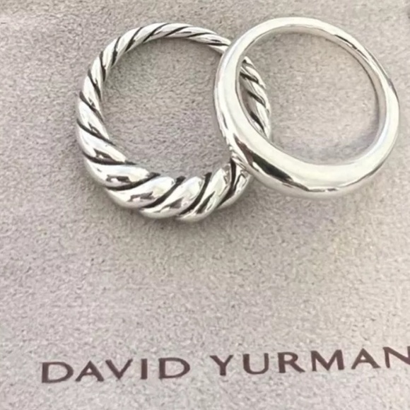 David Yurman Pure Form Wedding Band Set .925 SS  Ring Size 9 Unisex - Picture 1 of 5